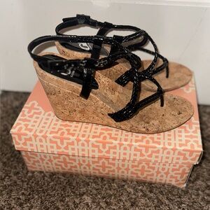 Gianni Bini Black cork wedge sandal